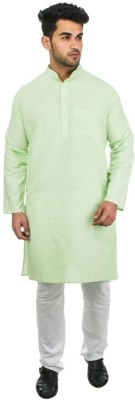 DESHBANDHU KHADI Men Solid Straight Kurta(Light Green)