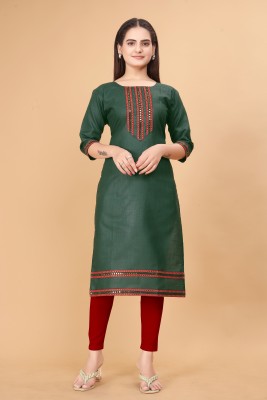 ak fashion mall Women Self Design Ethnic Dress Kurta(Green)