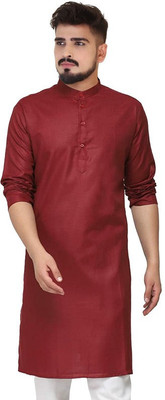 SUFFY CREATION Men Solid Straight Kurta(Maroon)