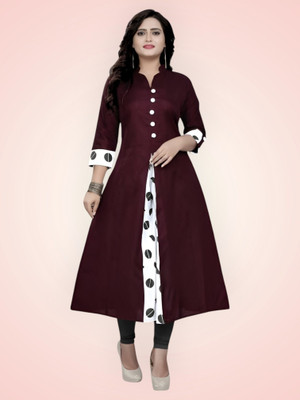 Texpa Creation Women Printed A-line Kurta(Maroon)