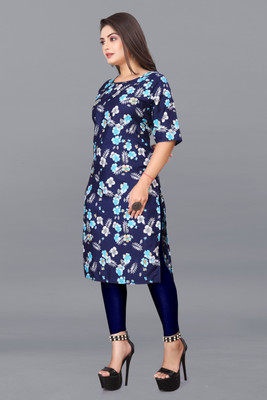 Alpha Fashion Women Printed A-line Kurta(Blue)