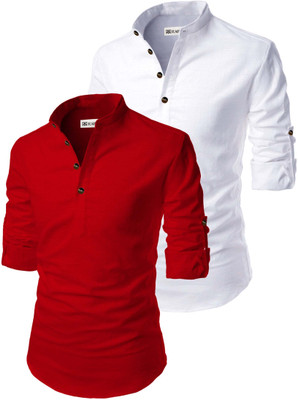 RAREMARK Men Solid Straight Kurta(Red)