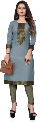 Shiva Fashion Hub Women Printed Straight Kurta(Grey)