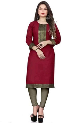fentik.com Women Printed Straight Kurta(Maroon)