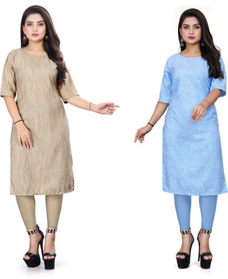 SANJUGARMENT Women Printed Straight Kurta(Multicolor)