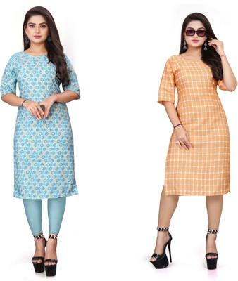 KNG TEXTILE Women Printed Straight Kurta(Multicolor)
