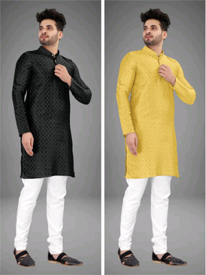TRUST OUS Men Self Design Straight Kurta(Multicolor)
