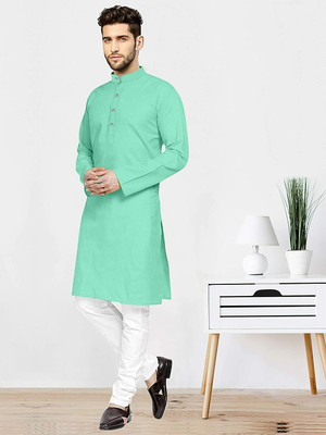 ANREX Men Solid Straight Kurta(Light Green)