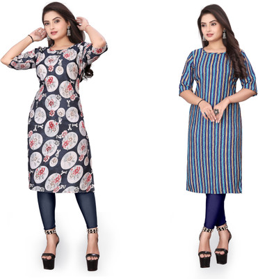 DB COLLECTION Women Printed, Striped Straight Kurta(Multicolor)