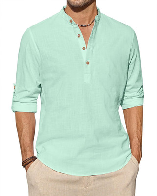 SQS Men Self Design Straight Kurta(Silver)