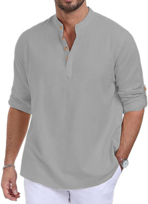 Navkanj Men Solid A-line Kurta(Grey)