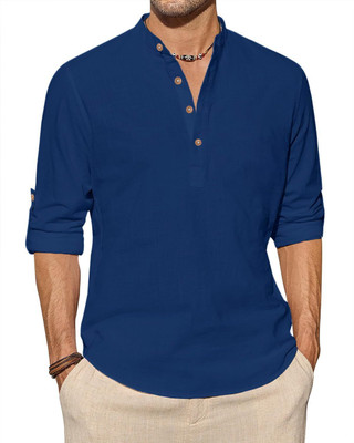SQS Men Solid A-line Kurta(Blue)