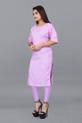 Alpha Fashion Women Printed A-line Kurta(Pink)