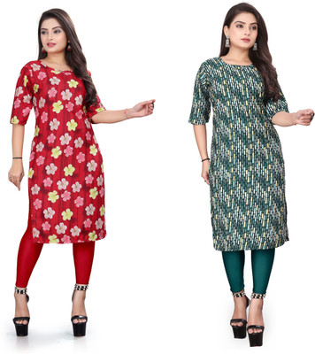 KURTIFABRIC Women Printed A-line Kurta(Multicolor)