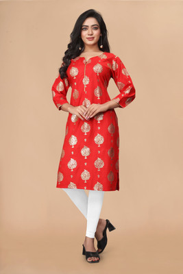 GUPTA TRENDZ Women Floral Print A-line Kurta(Black)