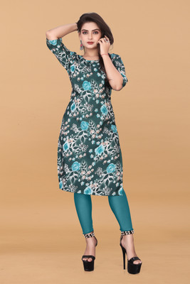 deshmi fashion Women Printed A-line Kurta(Green)