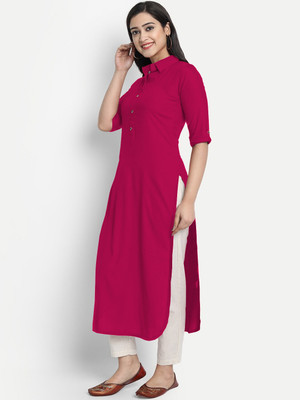 CART SHOPY Women Solid Straight Kurta(Pink)