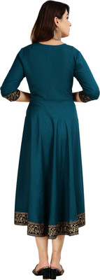 GULJAR FASHION Women Printed A-line Kurta(Green)