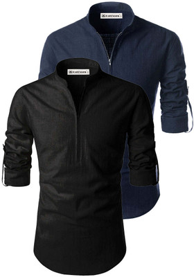 RAREMARK Men Solid Straight Kurta(Dark Blue)
