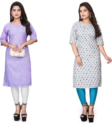 RIDDHI COLLECTION MALL Women Printed Straight Kurta(Multicolor)