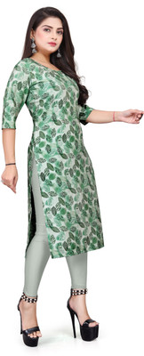 KURTIFABRIC Women Printed A-line Kurta(Green)