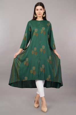 shruthi Women Asymmetric Dark Green Dress