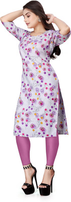 KURTIFABRIC Women Printed A-line Kurta(Grey)