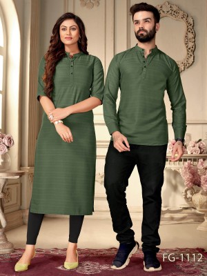 Fashion Galleria Women Striped A-line Kurta(Green)