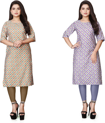 deshmi fashion Women Printed Straight Kurta(Multicolor)