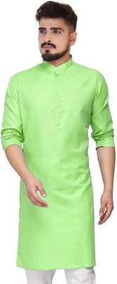 SUFFY CREATION Men Solid Straight Kurta(Light Green)