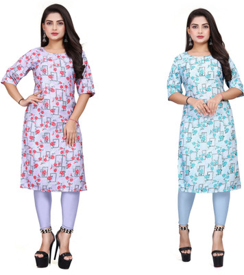 deshmi fashion Women Printed Straight Kurta(Multicolor)