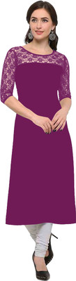Maheshvi Women Self Design Straight Kurta(Purple)