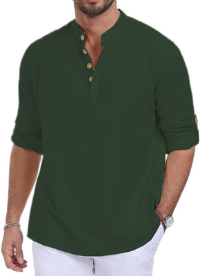Navkanj Men Solid Tunic Kurta(Dark Green)