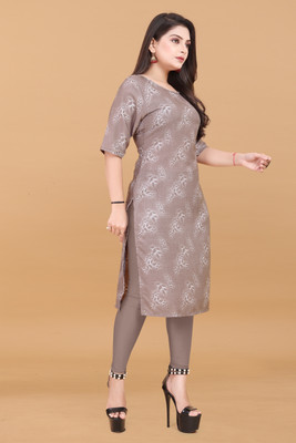 deshmi fashion Women Printed A-line Kurta(Brown)