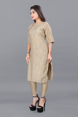 Alpha Fashion Women Printed A-line Kurta(Beige)