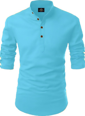 Kavyangle Creation Men Solid Straight Kurta(Blue)