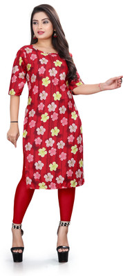 TITHIGARMENT Women Printed A-line Kurta(Red)