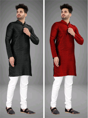 TRUST OUS Men Self Design Straight Kurta(Multicolor)