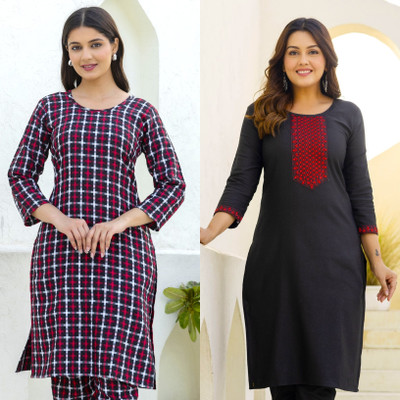 AUZAAI COLLECTION Women Self Design Straight Kurta(Multicolor)