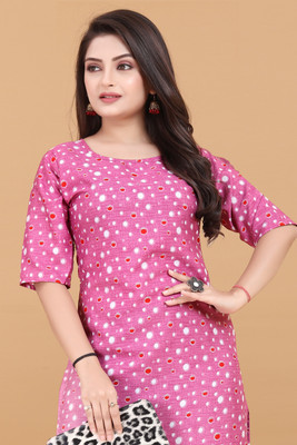 ANITA LYCRA Women Printed A-line Kurta(Pink)