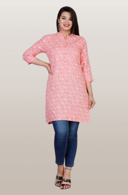 MEWEAR Women Printed A-line Kurta(Pink)
