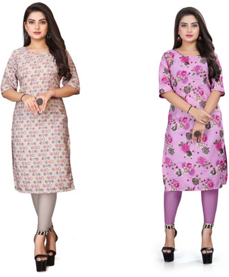 SANJUGARMENT Women Printed Straight Kurta(Multicolor)