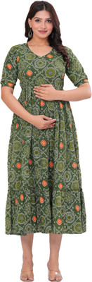 PIHUTIQUE ARTS Women Printed Anarkali Kurta(Green)