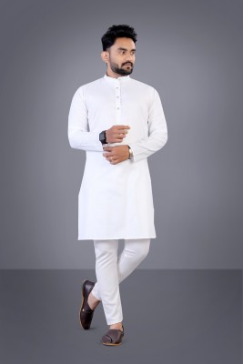 TARA GLOBAL Men Solid Straight Kurta(White)