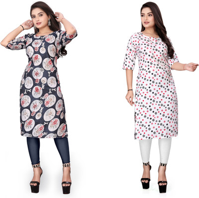 SANJUGARMENT Women Printed Straight Kurta(Multicolor)