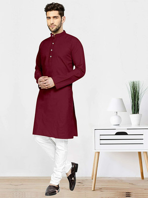 ANREX Men Solid Straight Kurta(Maroon)