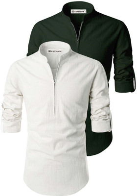 RAREMARK Men Solid Straight Kurta(Green)