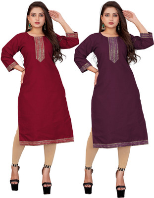 AAI MOGAL Women Self Design Straight Kurta(Multicolor)