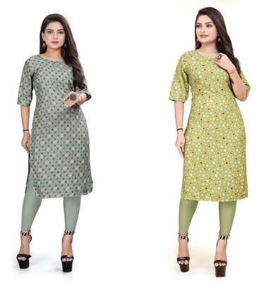 HARISH TEXTILE Women Printed Straight Kurta(Multicolor)