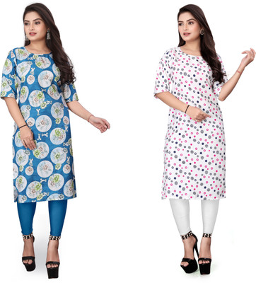 SANJUGARMENT Women Printed Straight Kurta(Multicolor)